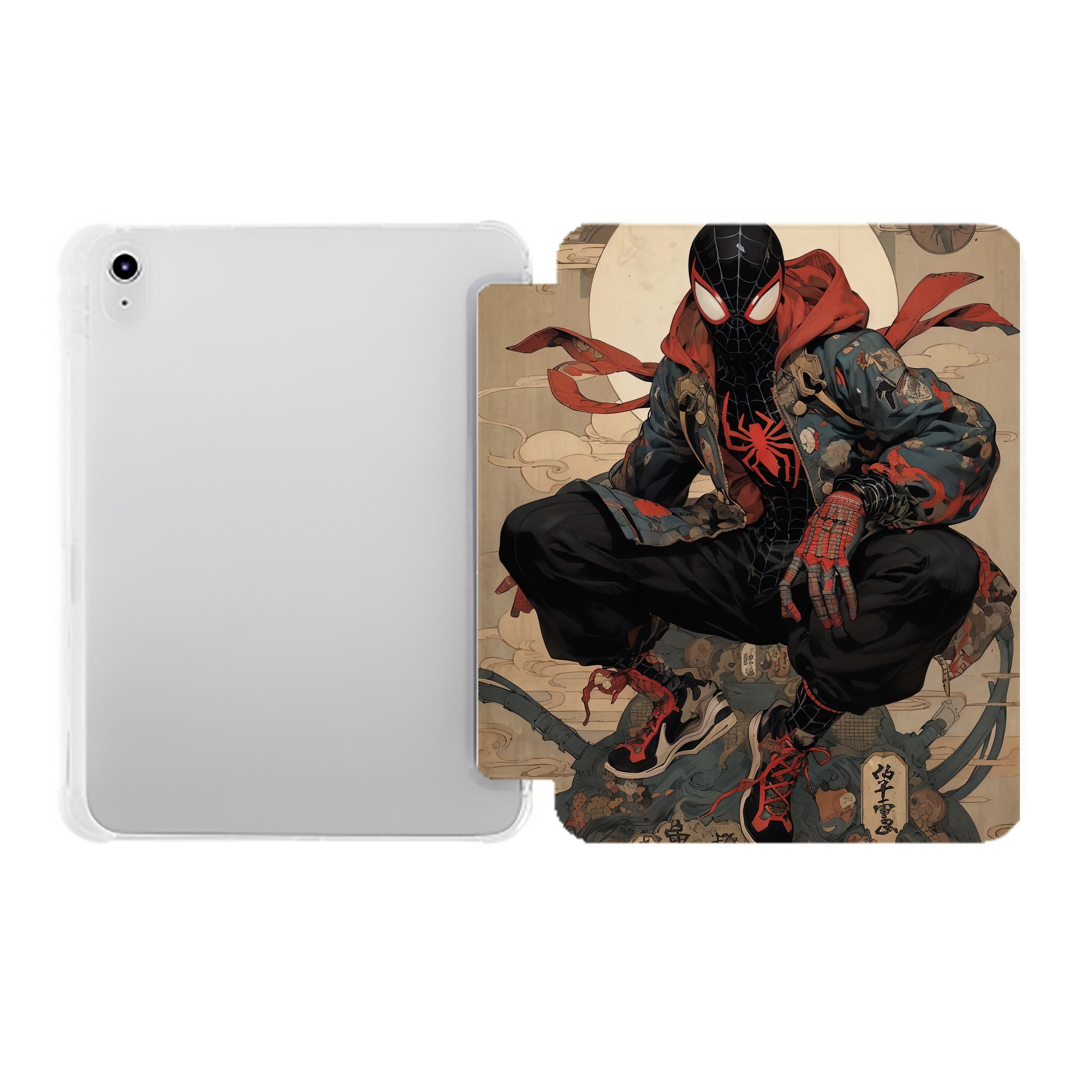 （画像用） Spider Man スパイダーマン IPad ケース ペン収納付き 三つ折りスタンド PUレザー×シリコン 対応機種9.5/10.5/10.9インチ